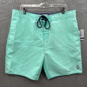 johnnie-O Board Shorts Mens 36 Blue Swim Trunks Tidal Teal Aqua Gold Coast